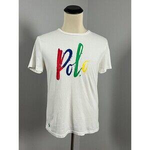 Polo Ralph Lauren Custom Slim Fit Painterly Logo White Jersey Tee Men's Large